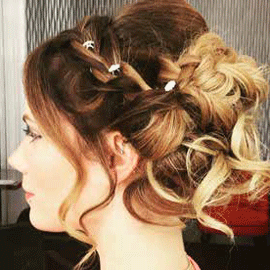 Bridal hair up image with diamante in hair