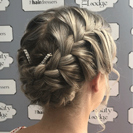 Hair up image with diamante clips in hair
