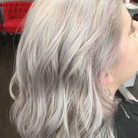 wavy hair dyed silver