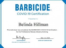 Belinda Hillman Barbicide Covid19 Certificate